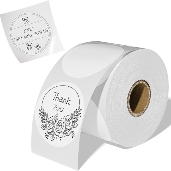 ETIQUETTE CODE A BARRE 50X50 ROND BLANC